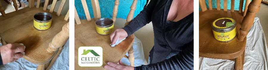 Applying coloured wax to wooden furniture