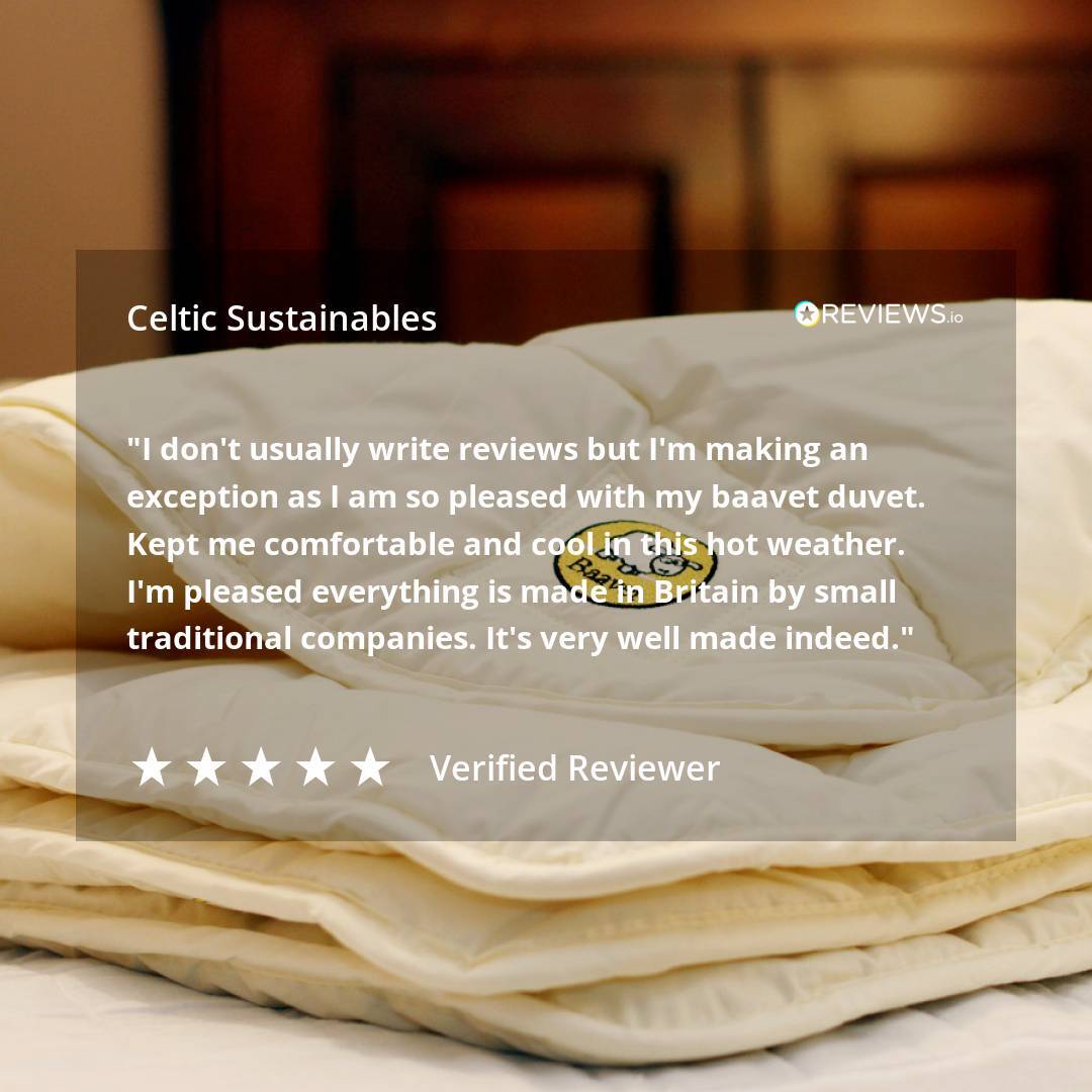 Baavet Bedding five star review for celtic sustainables
