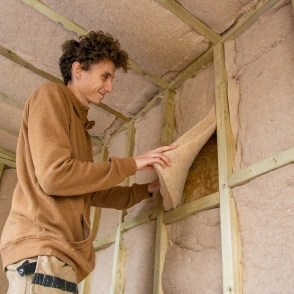 Cameron Installing IndiTherm Hemp Insulation in a Teen Hangout Garden Room Cameron Installing IndiTherm Hemp Insulation in a Teen Hangout Garden Room