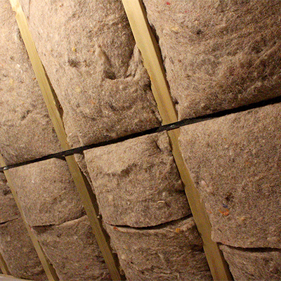 Cosywool Natural Insulation Slabs installed between roof rafters.