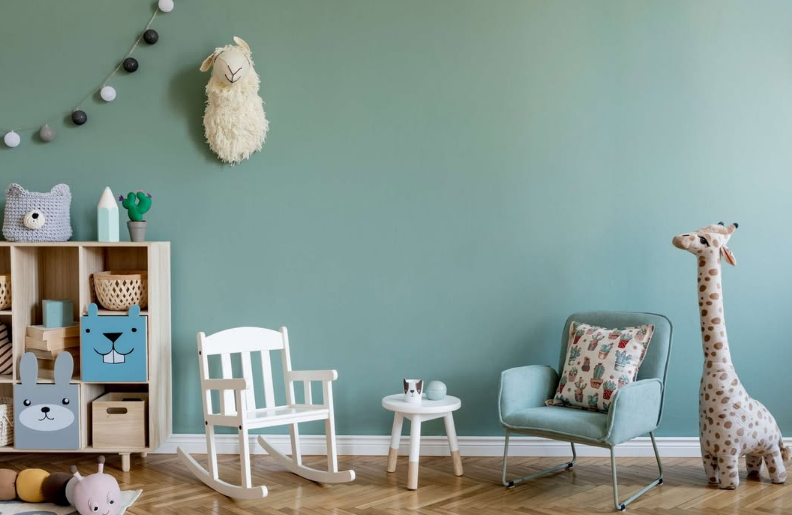 A green Nursery painted with Keim Paints