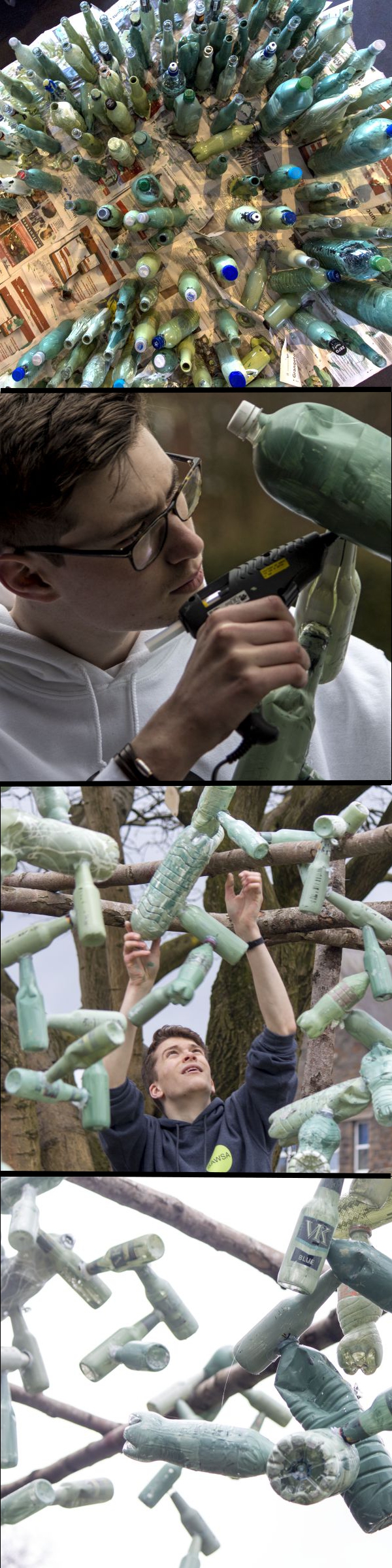 Plastic Bottle Art. Painting Plastic bottles for an Art Installation