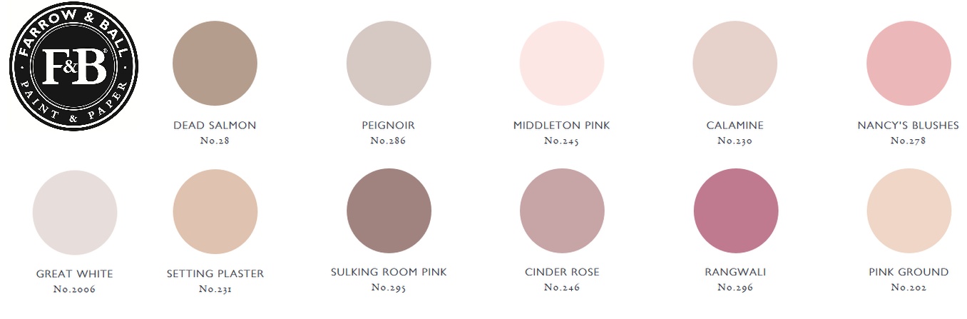 Farrow and Ball Exterior Eggshell is available in all of these pink shades