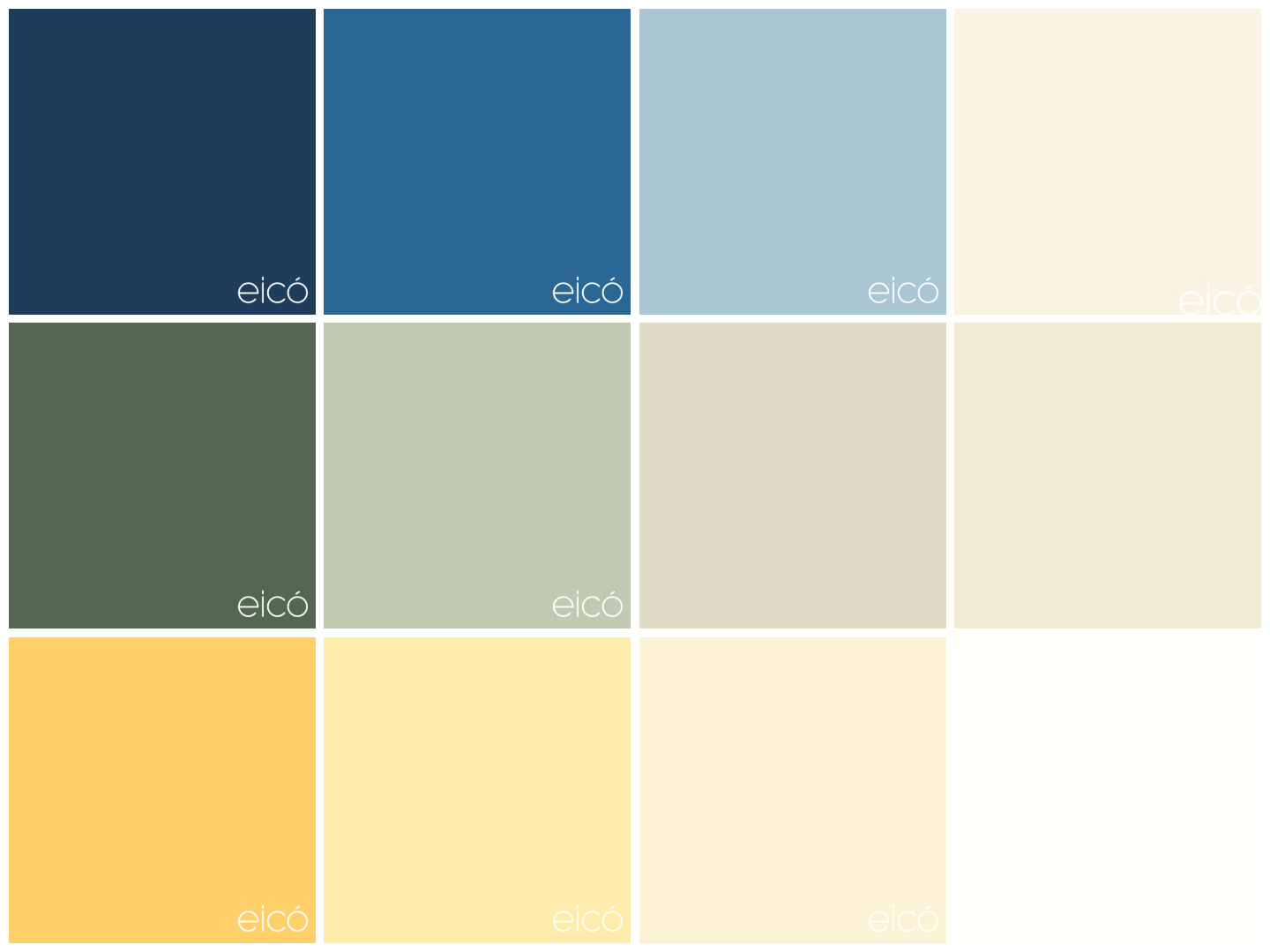 Some Favourite eicó Colour Combinations for a gradiant paint interior decor