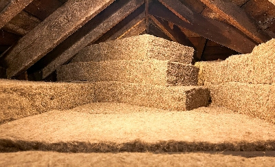 IndiTherm Hemp Insulation being installed in a loft