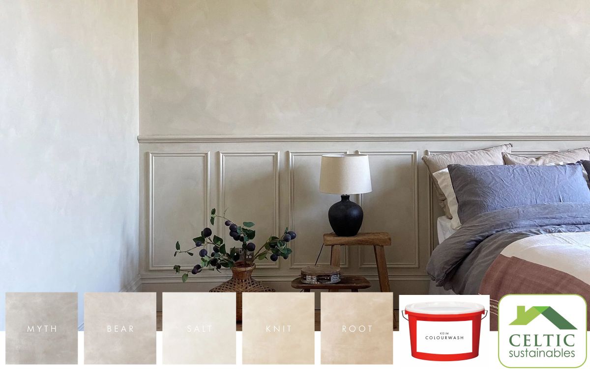 Keim Colourwash Limewash effect on Bedroom Walls (Colour: Talc)