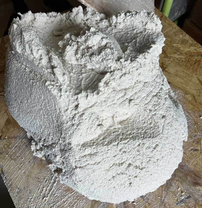 Supertherm Mix Consistency mixed Supertherm ready to be applied, shows the mixed supertherm on a plasterer's spot