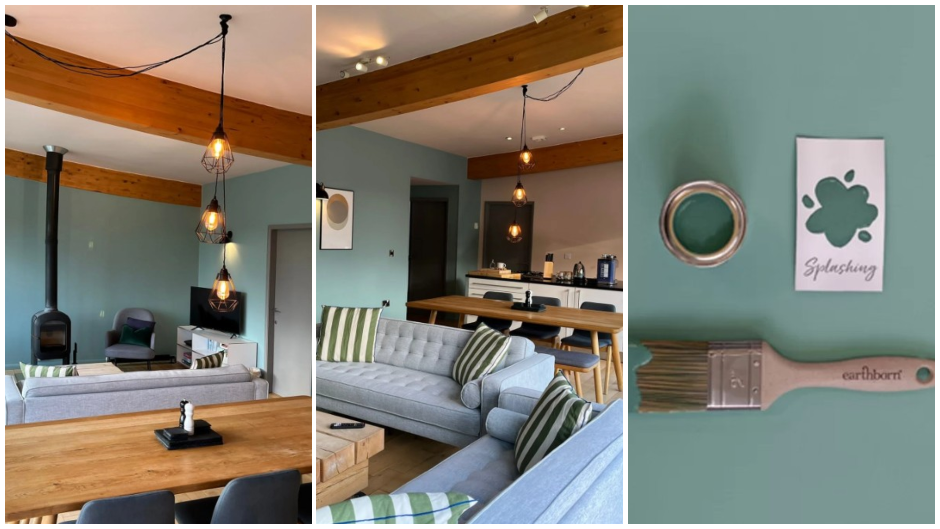 Splashing Earthborn Claypaint blue living spaces and living rooms