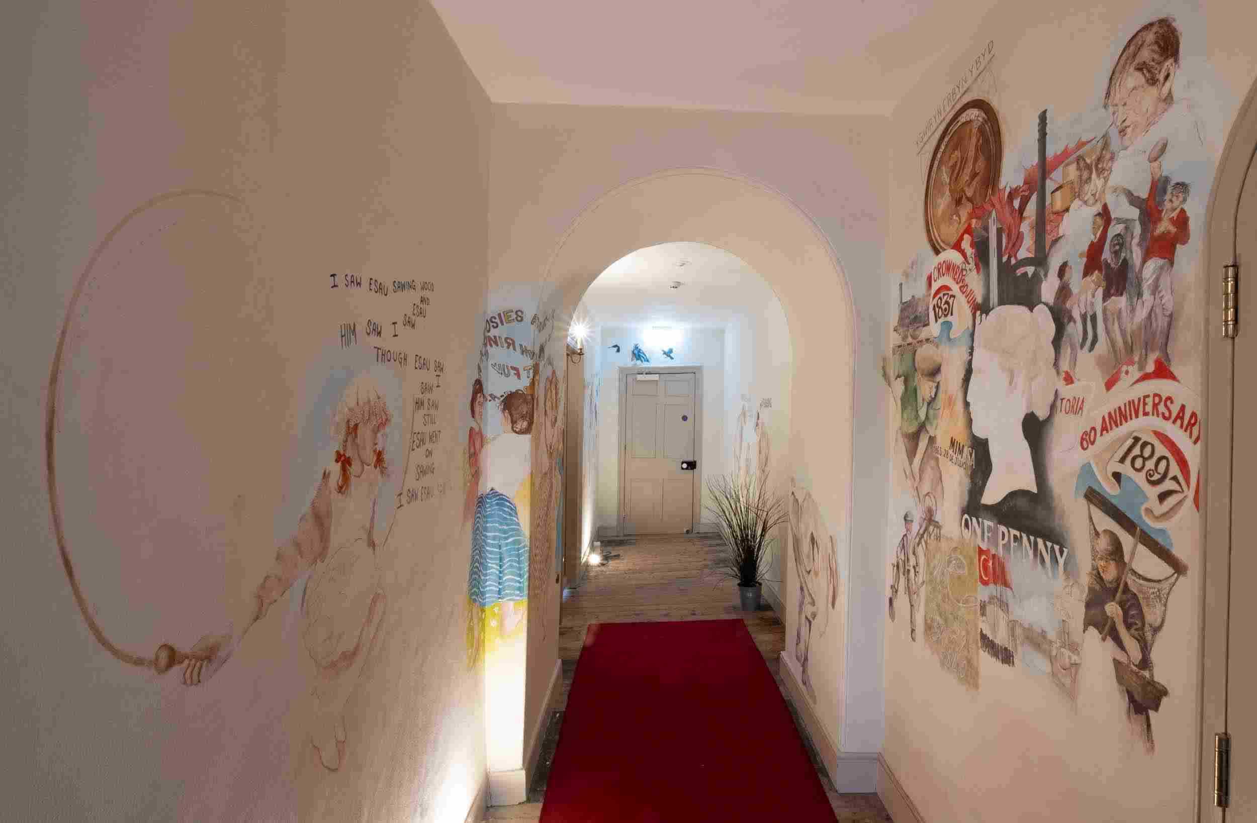 Progress of Llanelly House mural by William Reimnitz
