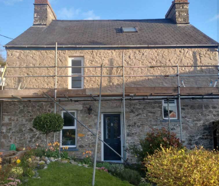 Lime Repair work on old stone cottage in Pembrokeshire