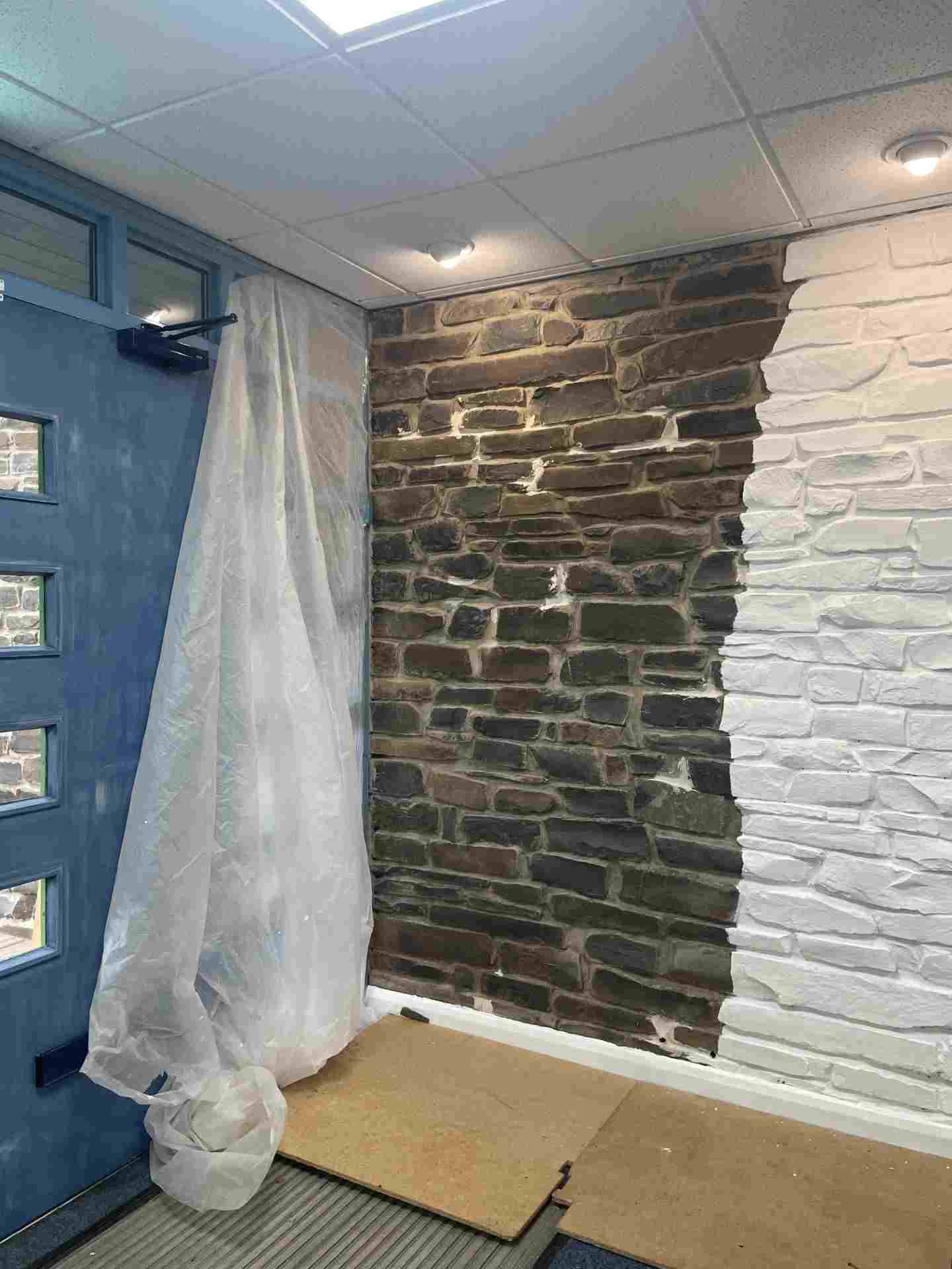 Keim Innostar painted on stone wall in Celtic Sustainables Showroom