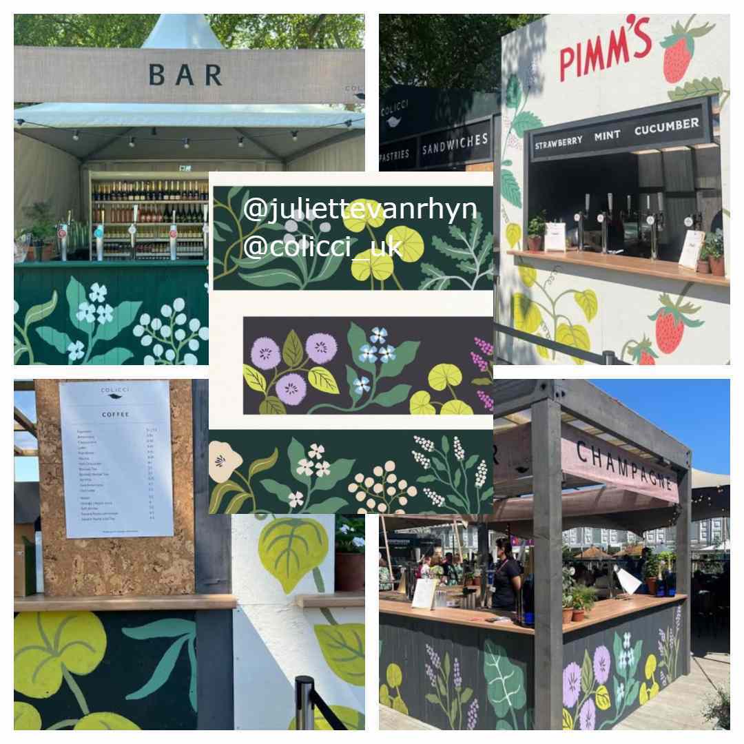 montage of food outlets painted with graphenstone paint at Chelsea Flower Show 2025
