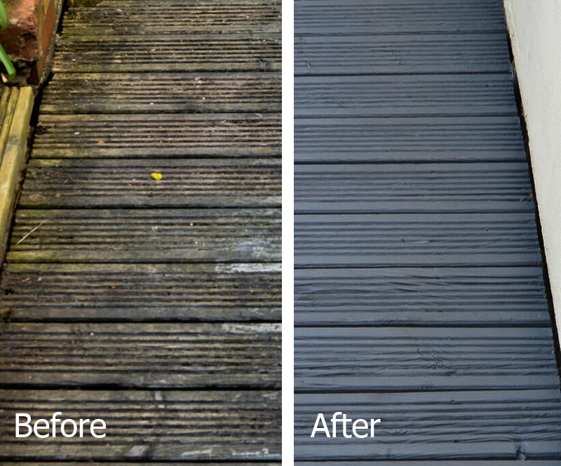 Decking before and after painting photos